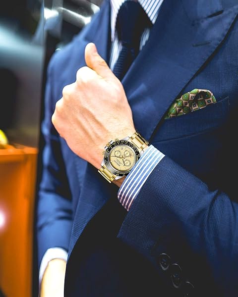 BINLUN BINLUN Thick Stainless Steel Watch Band Replacement for Men Women Polished Matte Finish 16mm to 26mm Available in Polished Gold 23mm - View 3 of 7