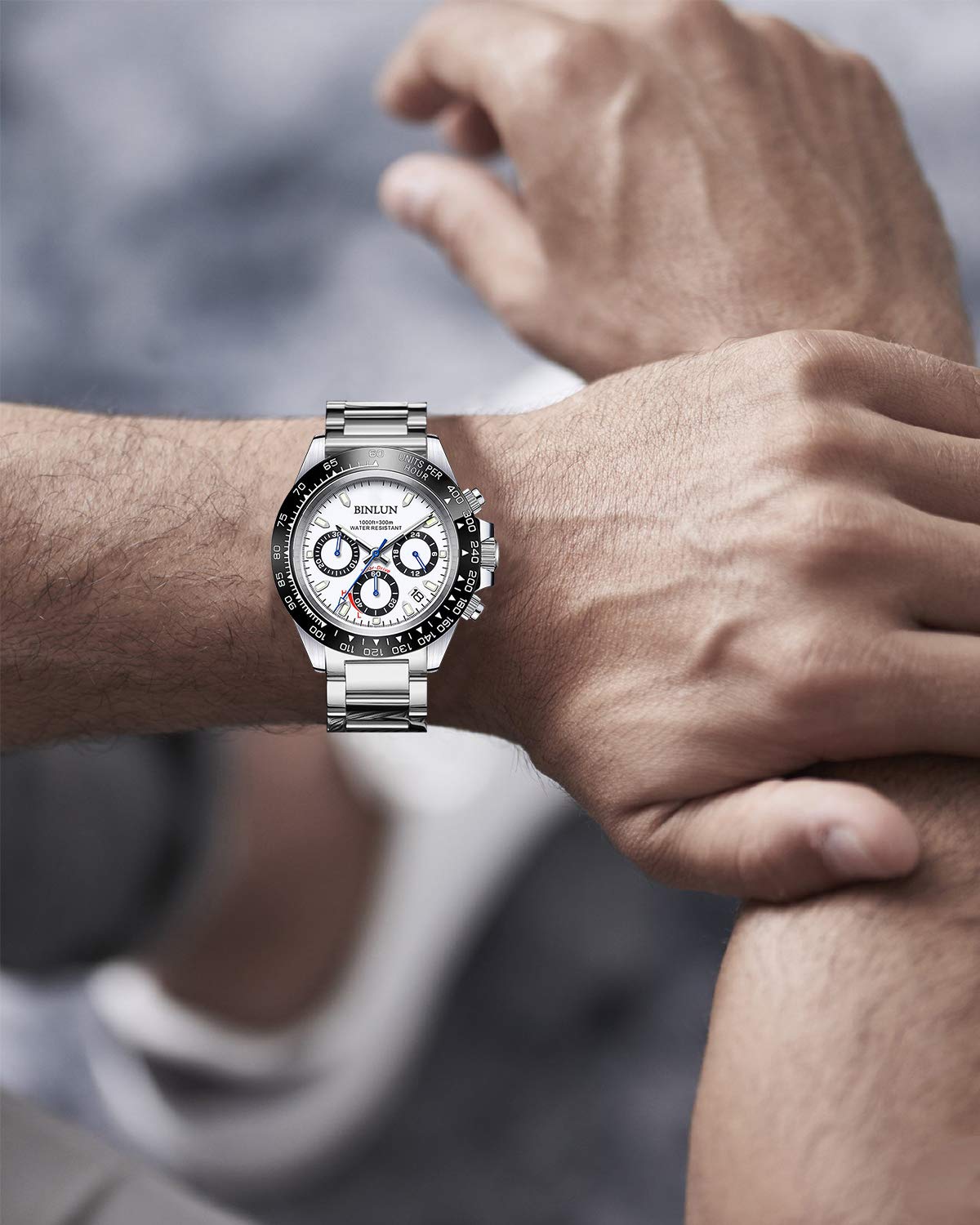 BINLUN BINLUN Thick Stainless Steel Watch Band Replacement for Men Women 16mm to 26mm Polished Silver Matte Brushed Finish - View 4 of 9