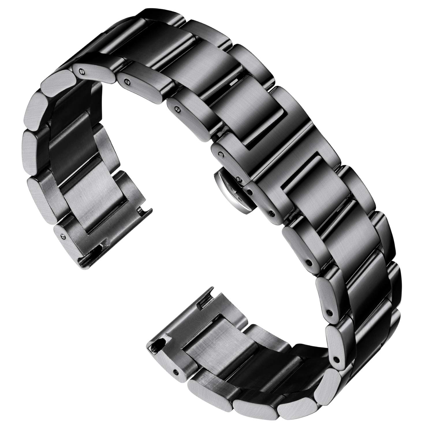 BINLUN BINLUN Thick Stainless Steel Watch Band Replacement for Men Women 16mm to 26mm Polished Silver Matte Brushed Finish - View 8 of 9
