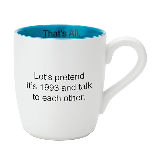 Creative Brands Shop Creative Brands Santa Barbara 16-Ounce White & Teal Ceramic Coffee Mug - Let's Pretend Design