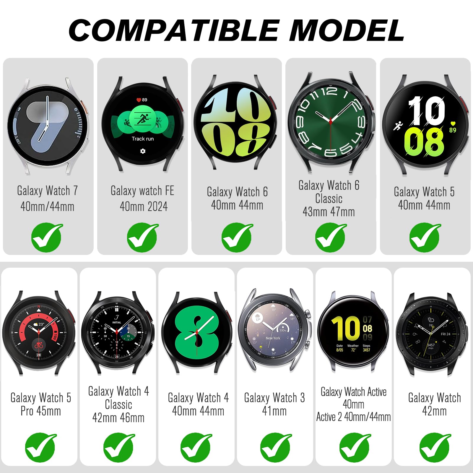 Fintie Stainless Steel Metal Band for Samsung Galaxy Watch 7 6 5 4 40mm 44mm 47mm 43mm 42mm 46mm 5 Pro 45mm Replacement Bracelet Strap Black Silver - View 2 of 9