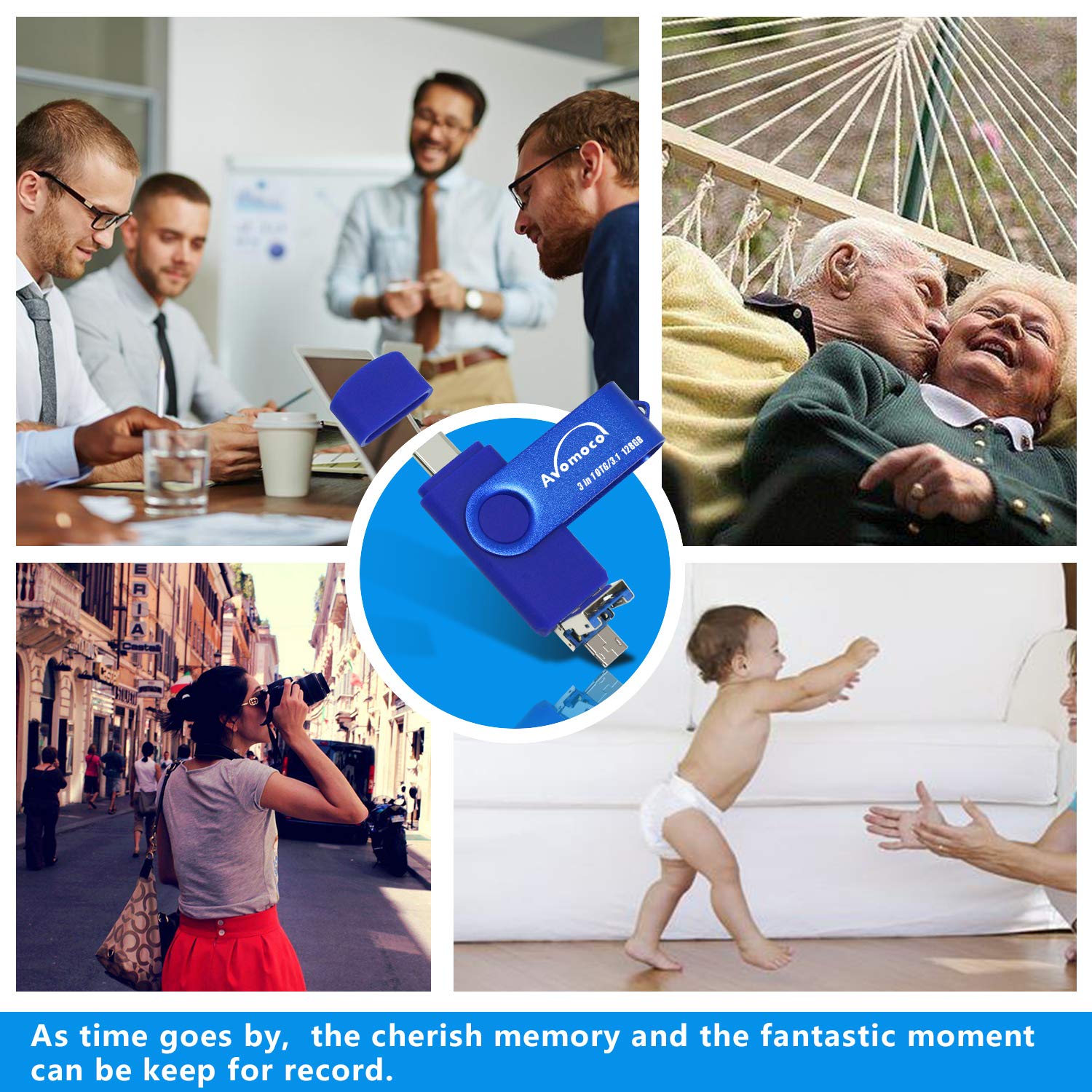 AVOMOCO AVOMOCO 3.1 256GB High Speed Photo Backup Flash Drive for Android Phones Tablets and PCs with Type C and Micro Port - View 7 of 8