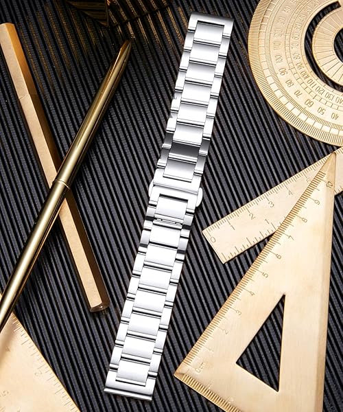 BINLUN BINLUN Thick Stainless Steel Watch Band Replacement for Men Women 26mm Polished Silver Heavy Polished Matte Brushed Finish - View 6 of 7