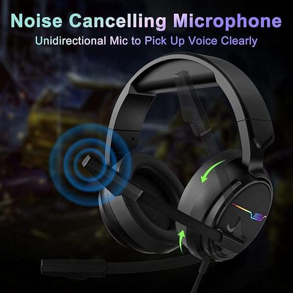 Jeecoo Jeecoo V20U USB Pro Gaming Headset: 7.1 Surround Sound, Noise Cancelling Mic & Memory Foam for PC & Laptop - View 6 of 11