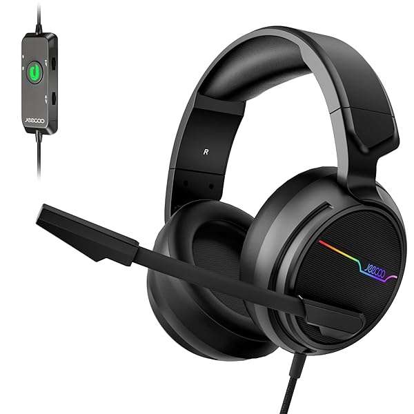 Jeecoo Jeecoo V20U USB Pro Gaming Headset: 7.1 Surround Sound, Noise Cancelling Mic & Memory Foam for PC & Laptop - View 3 of 11