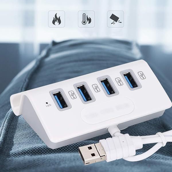 ASHATA ASHATA 4 Port USB Hub Adapter for Phone Tablet Desktop and BYEASY USB C to USB 2.0 Hub for MAC OS Windows Linux White - View 4 of 10