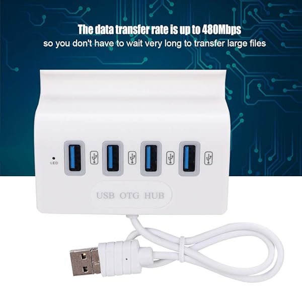 ASHATA ASHATA 4 Port USB Hub Adapter for Phone Tablet Desktop and BYEASY USB C to USB 2.0 Hub for MAC OS Windows Linux White - View 6 of 10