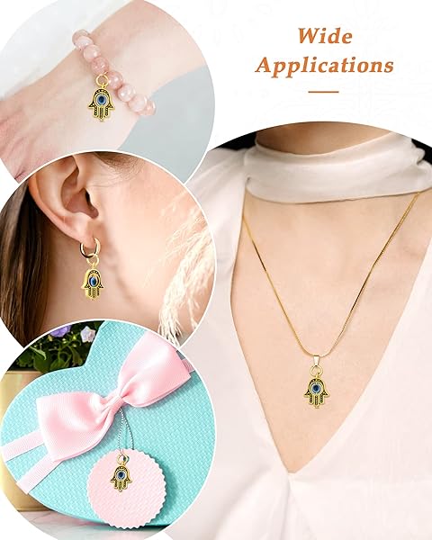 JIALEEY JIALEEY 30PCS Antique Golden Hamsa Hand and Evil Eye Charms for DIY Jewelry Making Necklace and Bracelet Findings - View 7 of 7