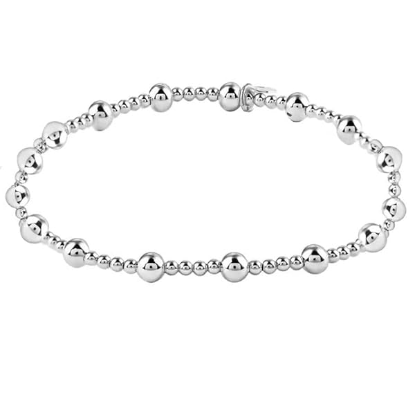 SHOP LC DELIVERING JOY Elegant Sterling Silver Bracelets for Women - 925 Beaded Charm Bangles for Christmas & Birthday Gifts - 7.5 Inches