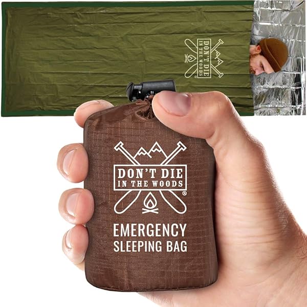 Don't Die In The Woods DonÂ’t Die in The Woods - WorldÂ’s Toughest Survival Bivy [with Hood Extension] Extra-Thick Emergency Sleeping Bag with Ripstop Nylon Stuff Sack - Built with Space Blanket Thermal Mylar