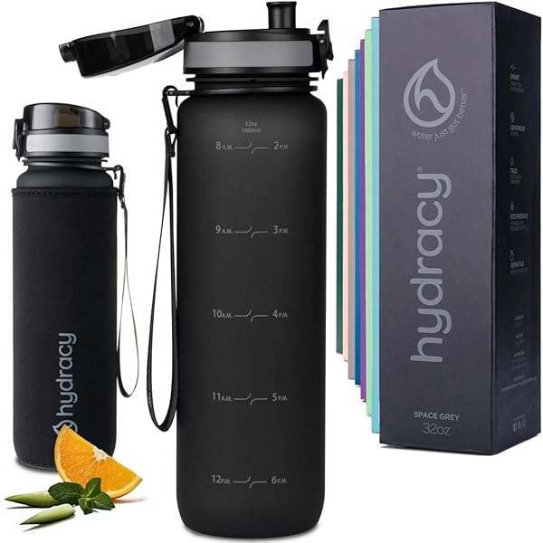 Hydracy Hydracy 32 oz Motivational Water Bottle: Time Marker, Leak-Proof, Fruit Infuser - Perfect Gym & Bike Companion!