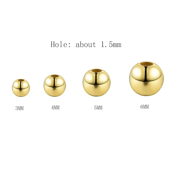 ZHENYIN ZHENYIN 200pcs Stainless Steel Round Spacer Beads 3mm 4mm 5mm 6mm for Jewelry Making - View 2 of 7