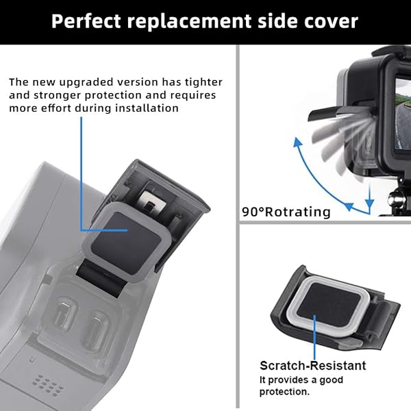 ParaPace ParaPace Replacement Side Door for GoPro Hero 7 Black USB-C HDMI Case Side Cover Repair Part Camera Accessories(Black) - View 6 of 8