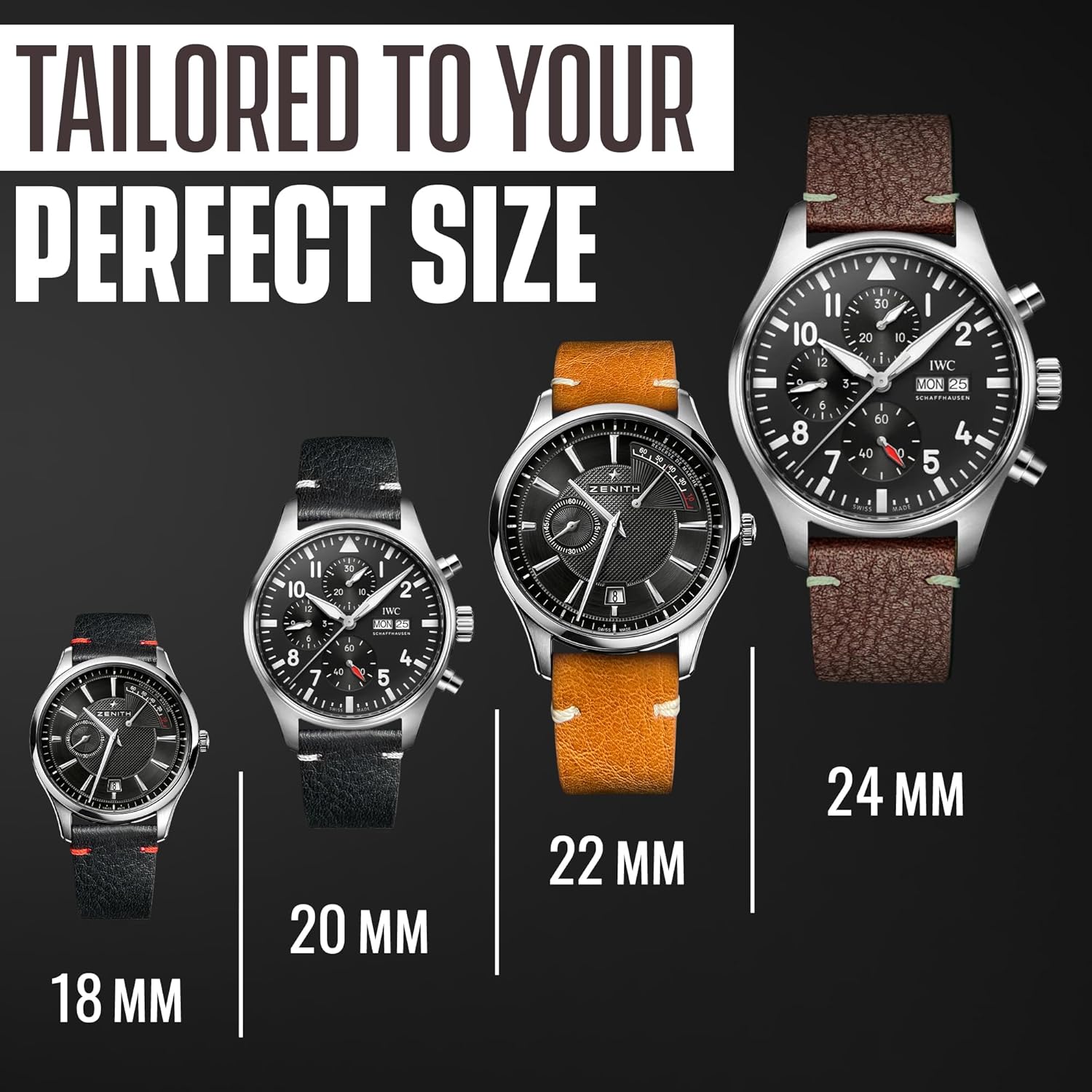 STUNNING SELECTION Alpine Genuine Vintage Leather Watch Strap 20mm Quick Release Full Grain Leather Band for Men and Women Brown Compatible with All Watches - View 3 of 7