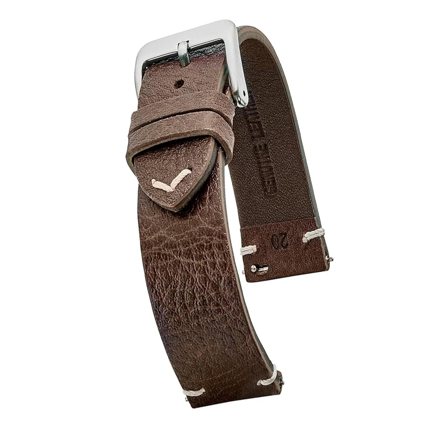 STUNNING SELECTION Alpine Genuine Vintage Leather Watch Strap 20mm Quick Release Full Grain Leather Band for Men and Women Brown Compatible with All Watches