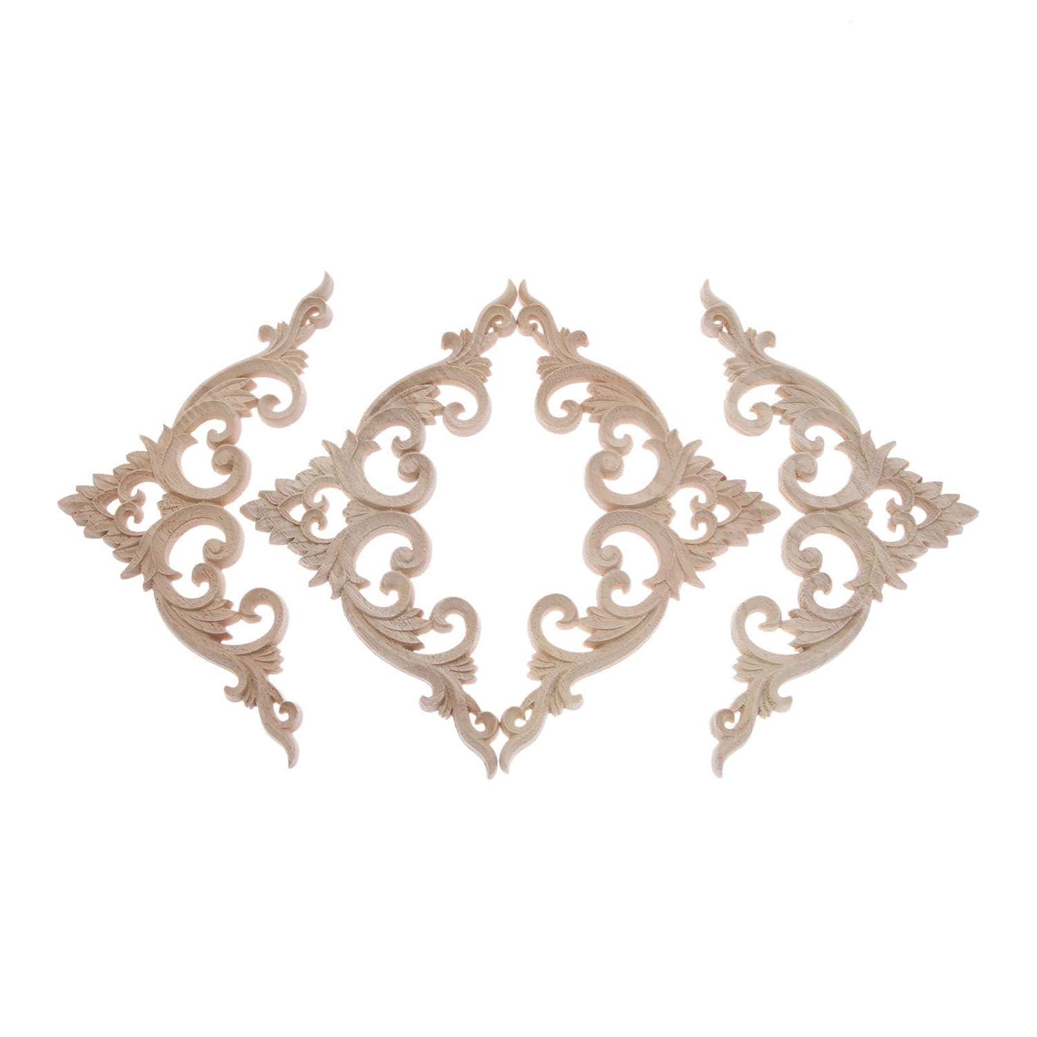 MUXSAM MUXSAM 4Pcs Decorative Wood Appliques - Unpainted DIY Retro Corner Carvings for Furniture & Home Decor (15x15cm) - View 2 of 9