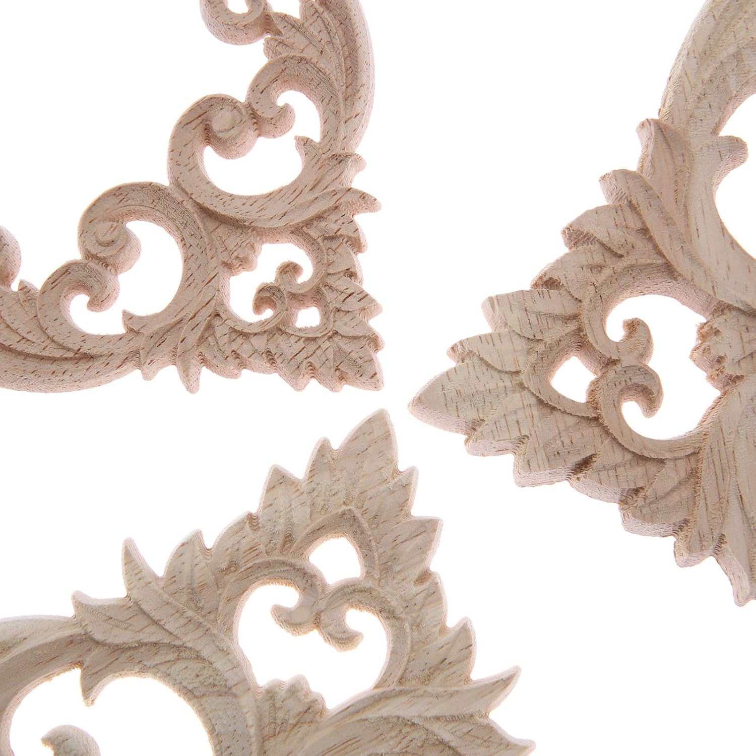 MUXSAM MUXSAM 4Pcs Decorative Wood Appliques - Unpainted DIY Retro Corner Carvings for Furniture & Home Decor (15x15cm) - View 7 of 9