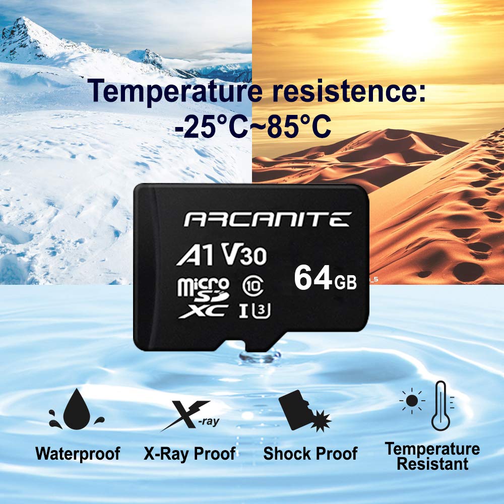 ARCANITE 2-Pack 64GB microSDXC Memory Card A1 UHS-I U3 V30 4K C10 High Speed Optimal Read Speeds Up to 90 MB/s - View 3 of 6