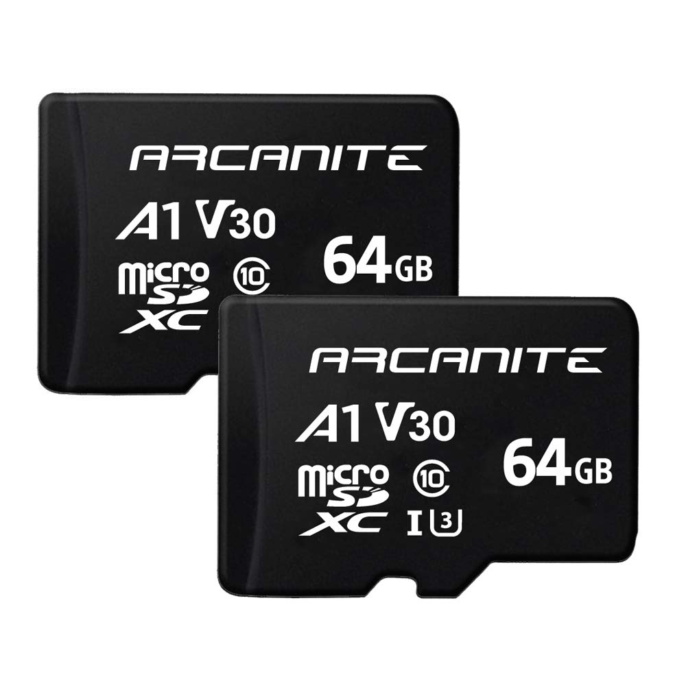 ARCANITE 2-Pack 64GB microSDXC Memory Card A1 UHS-I U3 V30 4K C10 High Speed Optimal Read Speeds Up to 90 MB/s
