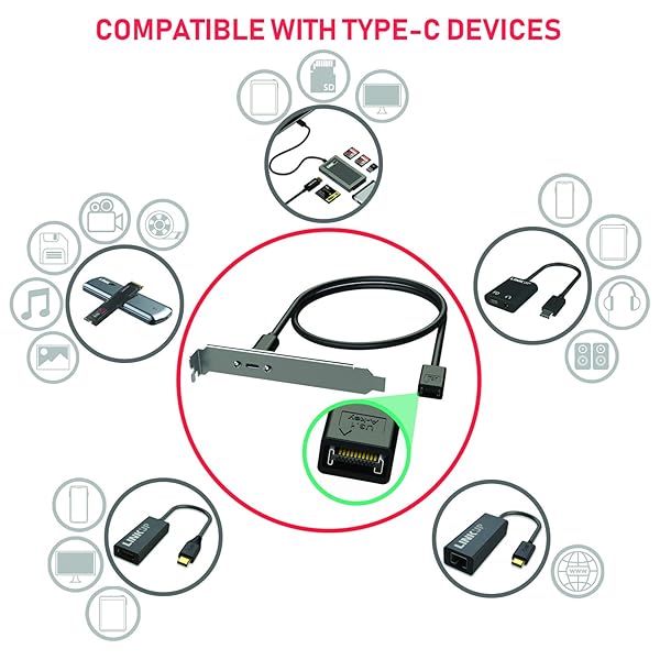 LINKUP LINKUP USB 3.2 Gen 2x2 20Gbps USB-C Internal Panel Cable Adapter - 40cm with PCI Bracket - View 6 of 9