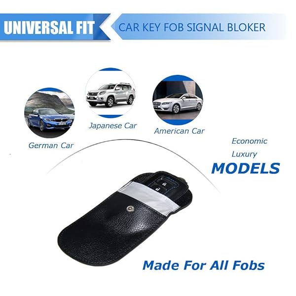 iSKYS Genuine Leather Car Key Signal Blocker Case Faraday Bag RFID Antitheft Lock for Key Fob WiFi GSM LTE NFC Protection Black - View 5 of 5