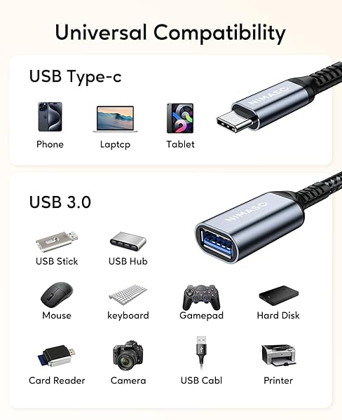 NIMASO NIMASO USB C to USB 3.0 Adapter 2 Pack Compatible with Macbook Pro Air iPad Pro Galaxy S20 Google Pixel and More - View 8 of 8