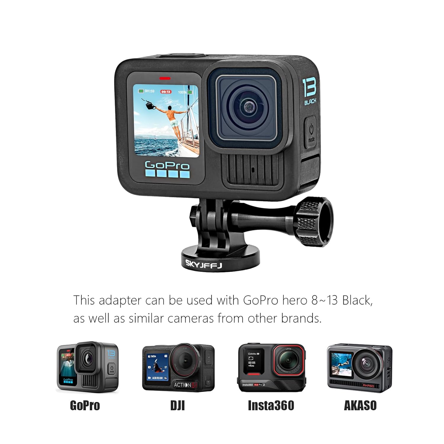 SKYJFFJ SKYJFFJ Aluminum Tripod Adapter for Monopod Mount Compatible with GoPro Hero 8 9 10 11 12 and DJI OSMO - View 3 of 7