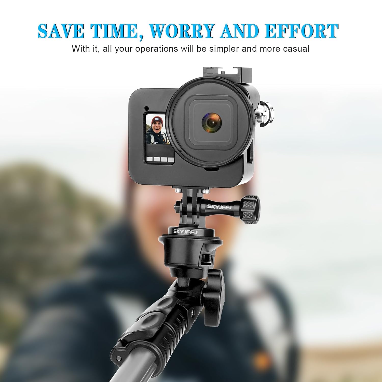 SKYJFFJ SKYJFFJ Aluminum Tripod Adapter for Monopod Mount Compatible with GoPro Hero 8 9 10 11 12 and DJI OSMO - View 7 of 7
