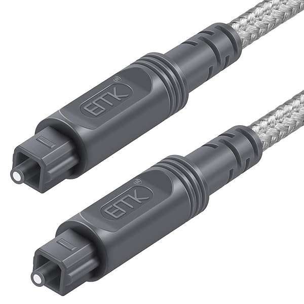 EMK EMK 26Ft Digital Optical Audio Toslink Cable Nylon Braided Durable Flexible Fiber Optic Cord for Home Theater Sound Bar TV PS4 Xbox - View 2 of 7