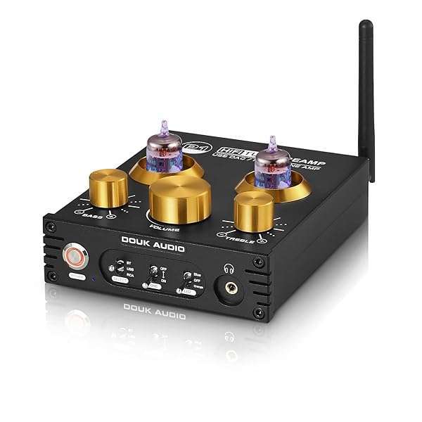 Douk Audio Douk Audio P1 Vacuum Tube Bluetooth Preamplifier: Hi-Fi USB DAC & APTX-HD for Home Theater & Active Speakers