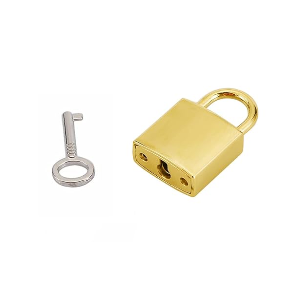 HIPLAYGIRL Mini Metal Lock: Zinc Replacement Padlock with Keys - Glossy Gold Finish for Security