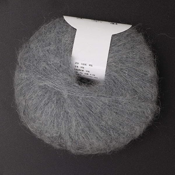 Hilitand Soft Mohair Angora Wool Yarn for DIY Knitting & Crochet - Light Grey - Perfect for Cozy Projects! - View 5 of 7