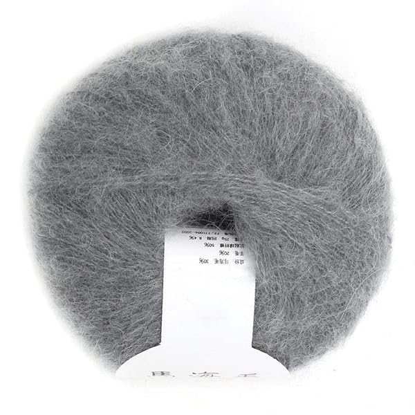 Hilitand Soft Mohair Angora Wool Yarn for DIY Knitting & Crochet - Light Grey - Perfect for Cozy Projects! - View 6 of 7