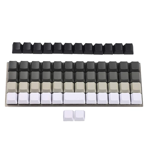 YMDK Planck Niu40 Preonic Keyset - White Gray Black Gradient PBT Keycaps | 1.5mm Thick Laser-Etched OEM (Blank)
