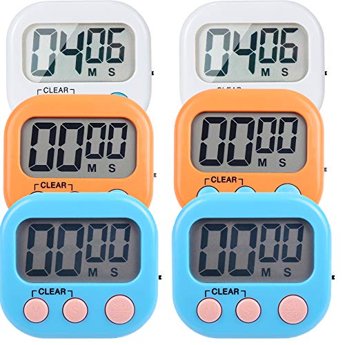LinkDm 6 Pack Magnetic Digital Kitchen Timers with ON/OFF Switch - Colorful Count Up/Countdown for Perfect Cooking
