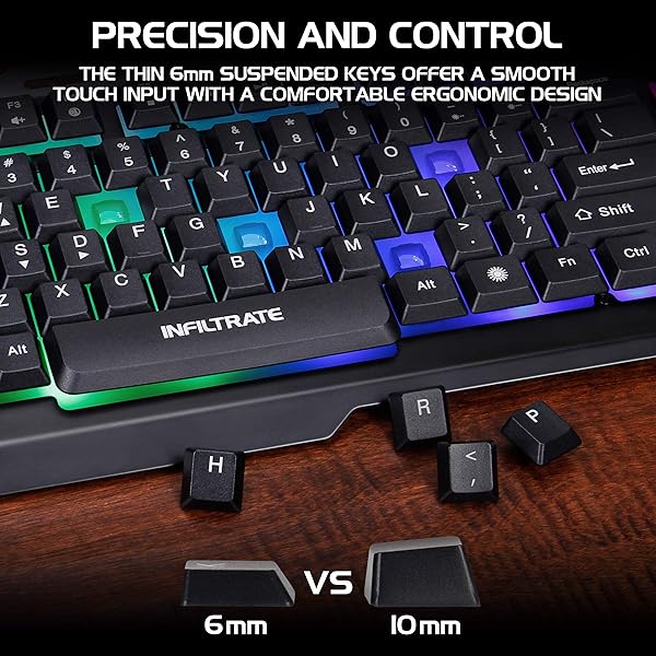 ENHANCE ENHANCE KL2 Gaming Keyboard: Quiet, RGB Lighting, Turbo Mode, Anti-Ghosting & Slim Metal Design - View 4 of 10