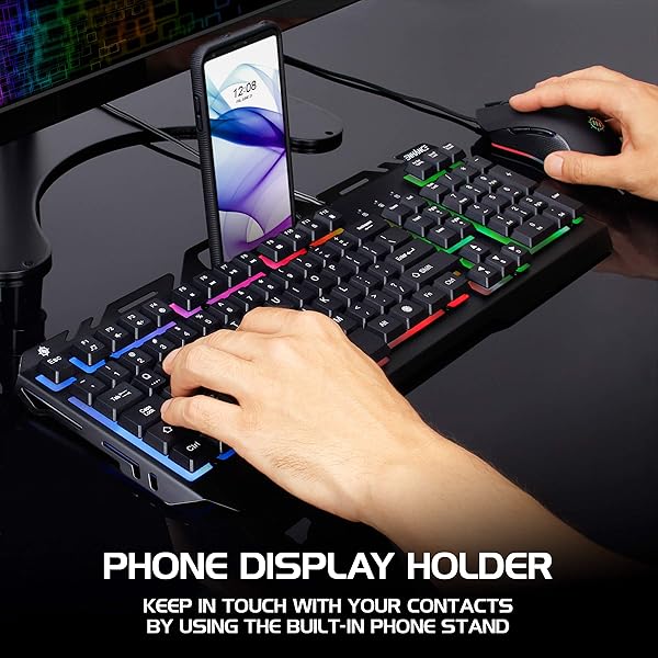 ENHANCE ENHANCE KL2 Gaming Keyboard: Quiet, RGB Lighting, Turbo Mode, Anti-Ghosting & Slim Metal Design - View 5 of 10
