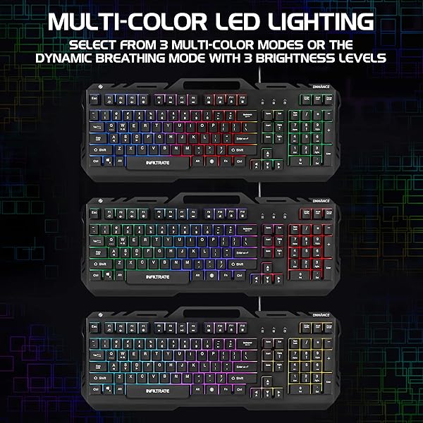 ENHANCE ENHANCE KL2 Gaming Keyboard: Quiet, RGB Lighting, Turbo Mode, Anti-Ghosting & Slim Metal Design - View 6 of 10