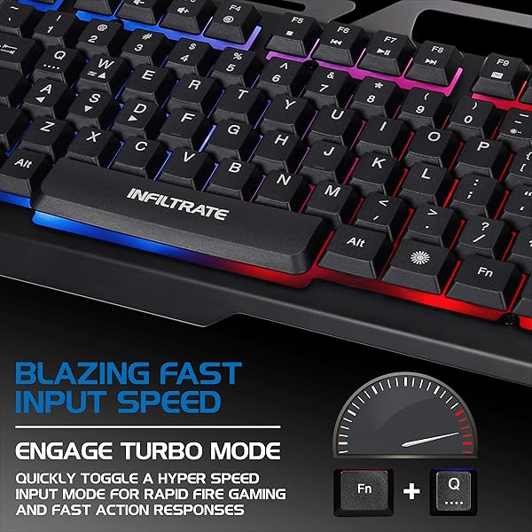 ENHANCE ENHANCE KL2 Gaming Keyboard: Quiet, RGB Lighting, Turbo Mode, Anti-Ghosting & Slim Metal Design - View 8 of 10