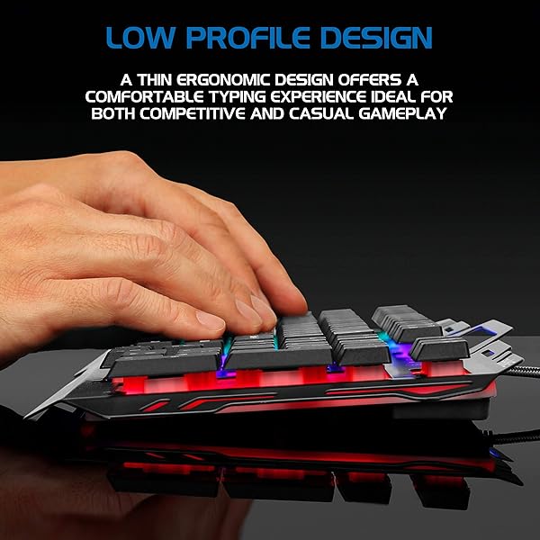 ENHANCE ENHANCE KL2 Gaming Keyboard: Quiet, RGB Lighting, Turbo Mode, Anti-Ghosting & Slim Metal Design - View 9 of 10