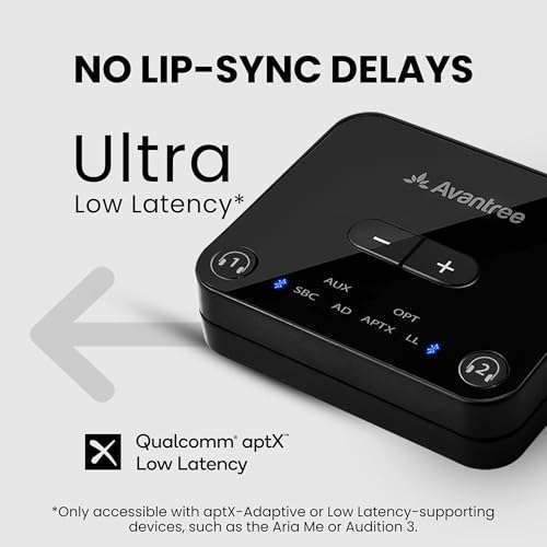 Avantree Avantree Audikast Plus: Bluetooth 5.3 Audio Transmitter for TV - Low Latency, Dual Link, 100ft Range, Optical & AUX Output - View 5 of 8