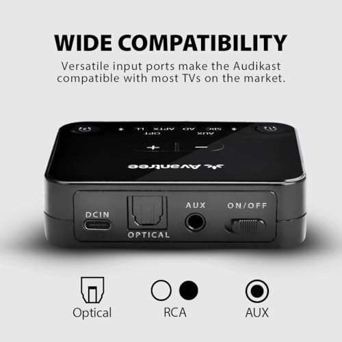 Avantree Avantree Audikast Plus: Bluetooth 5.3 Audio Transmitter for TV - Low Latency, Dual Link, 100ft Range, Optical & AUX Output - View 8 of 8