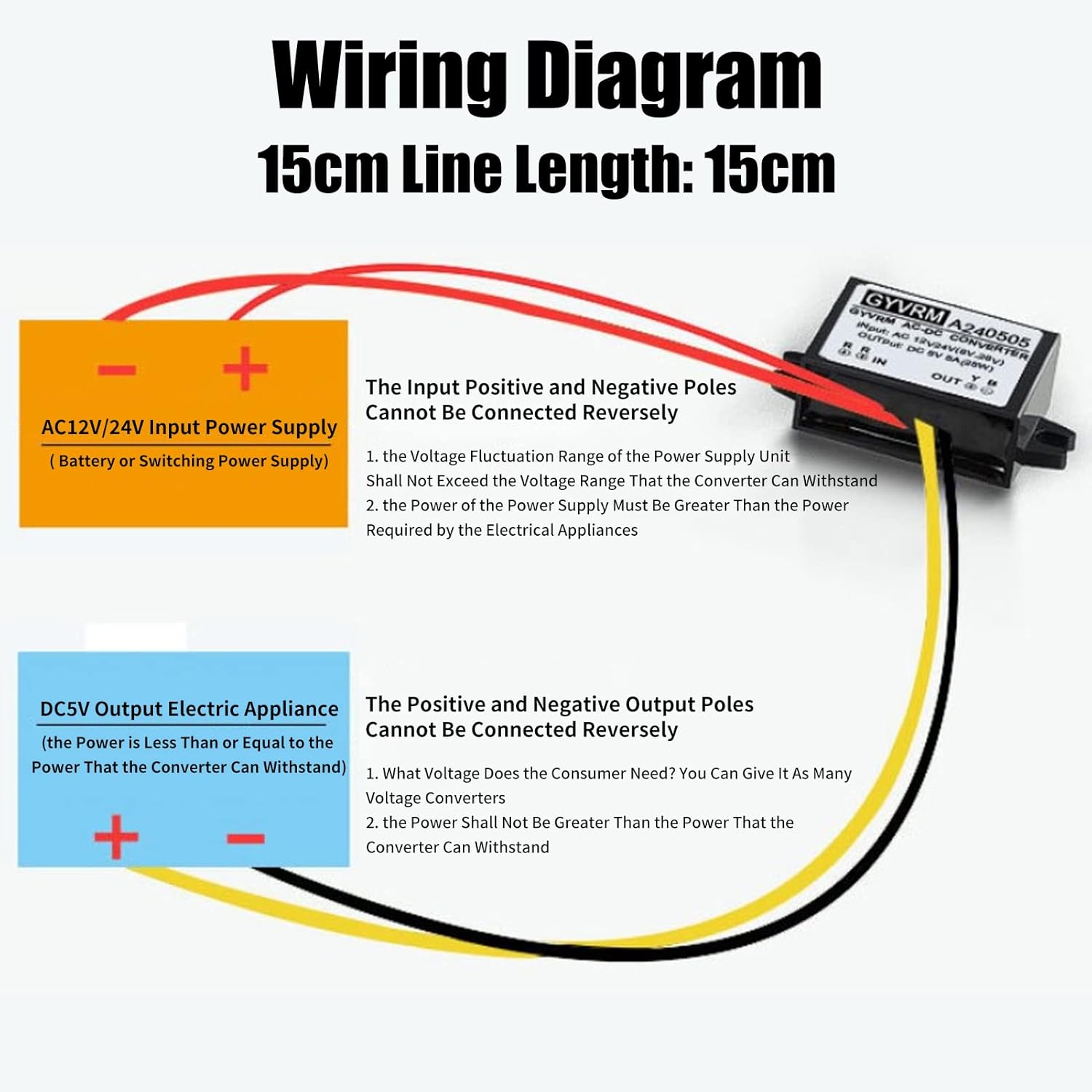 Walfront Waterproof AC to DC Buck Converter 12V 24V to 5V Voltage Regulator Power Module for Car Step Down 1A - View 2 of 4