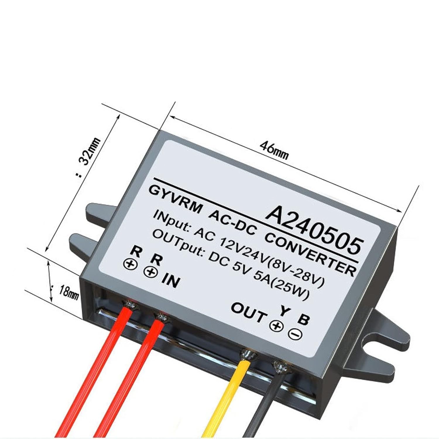 Walfront Waterproof AC to DC Buck Converter 12V 24V to 5V Voltage Regulator Power Module for Car Step Down 1A - View 4 of 4