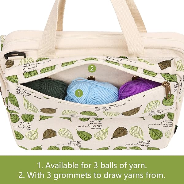 LAVIEVERT Shop LAVIEVERT Knitting Tote Bag - Perfect Yarn Storage for Projects, Needles & Crochet Hooks - View 4 of 8