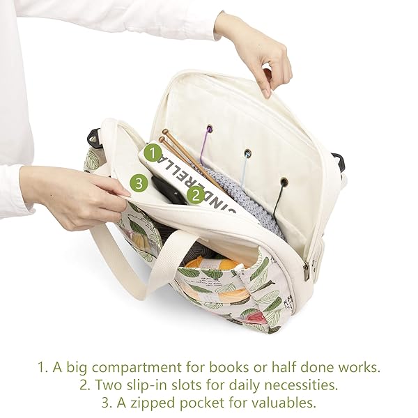 LAVIEVERT Shop LAVIEVERT Knitting Tote Bag - Perfect Yarn Storage for Projects, Needles & Crochet Hooks - View 6 of 8