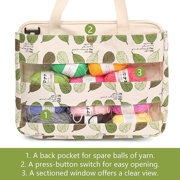 LAVIEVERT Shop LAVIEVERT Knitting Tote Bag - Perfect Yarn Storage for Projects, Needles & Crochet Hooks - View 7 of 8