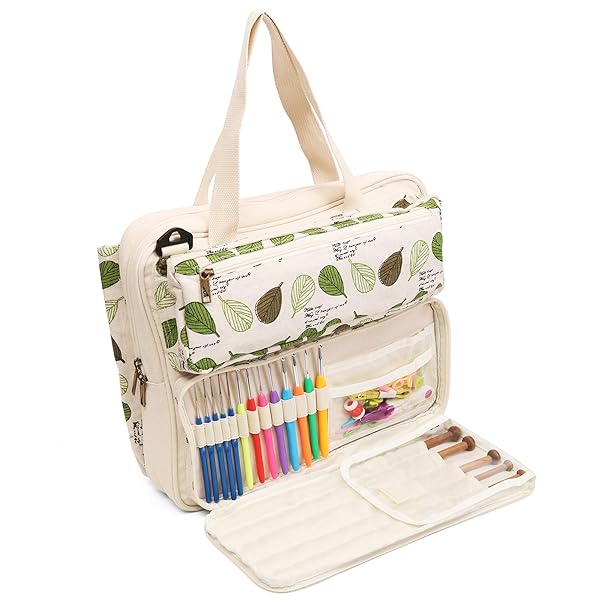 LAVIEVERT Shop LAVIEVERT Knitting Tote Bag - Perfect Yarn Storage for Projects, Needles & Crochet Hooks - View 2 of 8