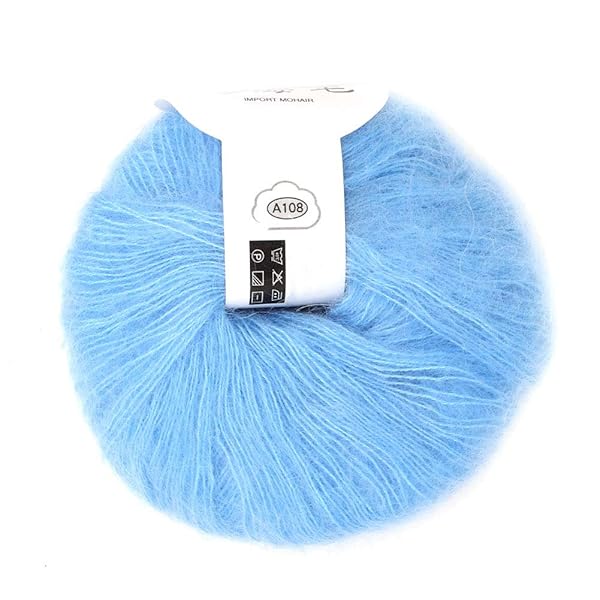 Soft Mohair Angora Wool Yarn for DIY Knitting & Crochet - Light Blue - Perfect for Cozy Projects!