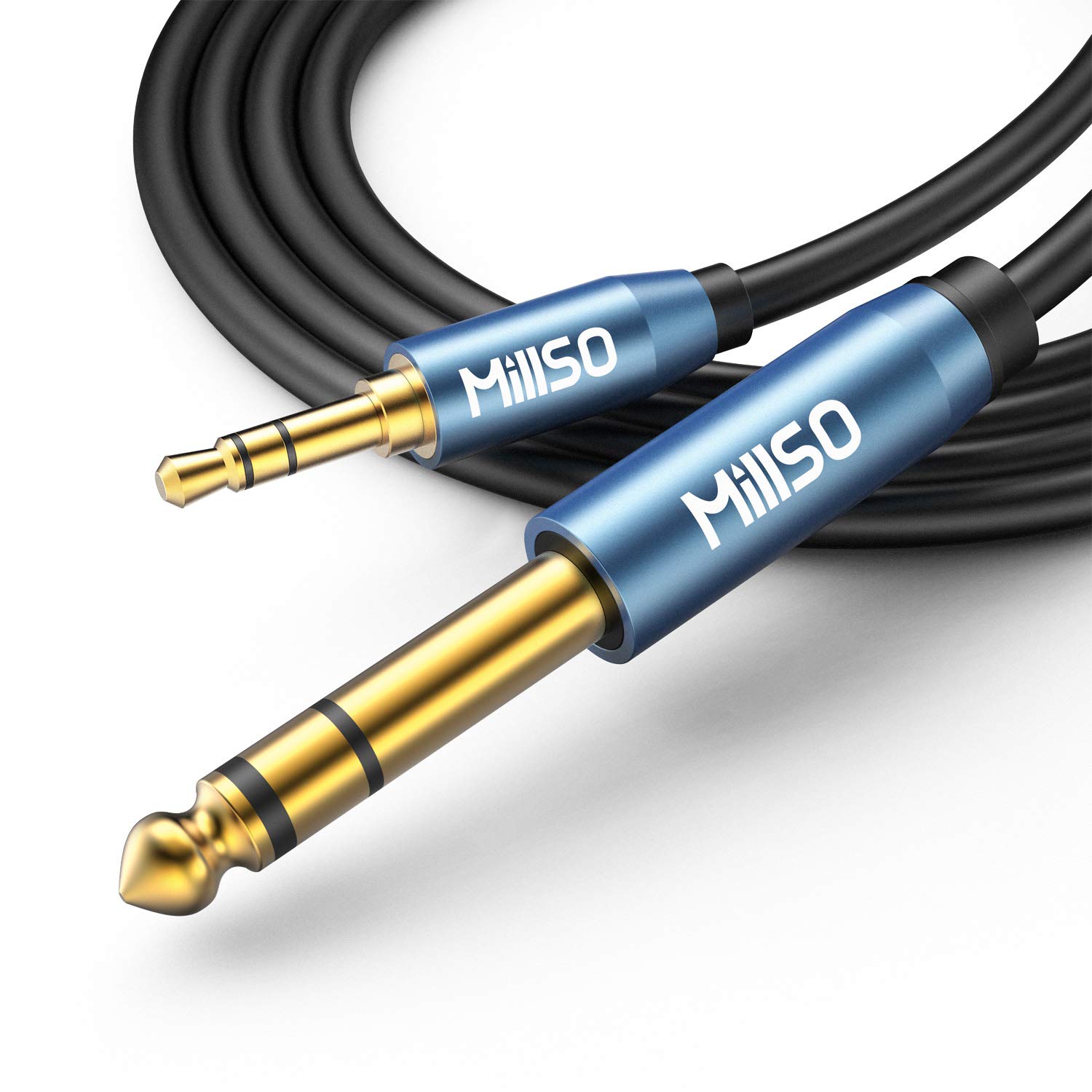MillSO 8ft 1/4 to 1/8 TRS Stereo Audio Cable Headphone Adapter for Guitar Piano Amplifiers Home Theater Mixing Console